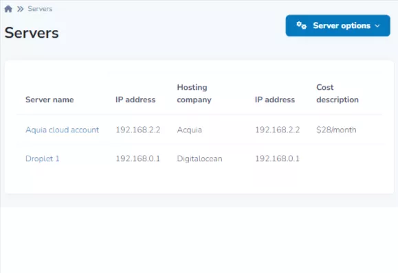 Server listing